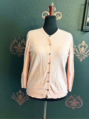 Ann Taylor Light Pink Button-Front Cardigan